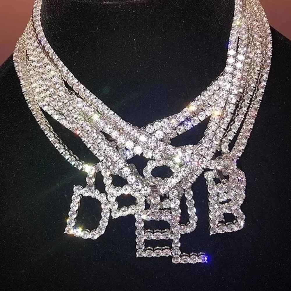 Tennis Necklace in Silver with Letter